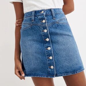 Madewell Blue Denim High Rise A-line Mini Skirt
